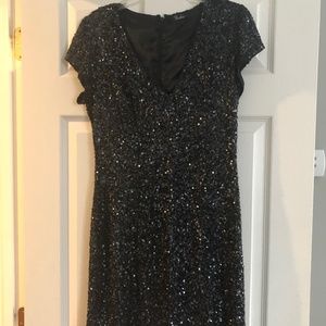 Sequined V neck dress